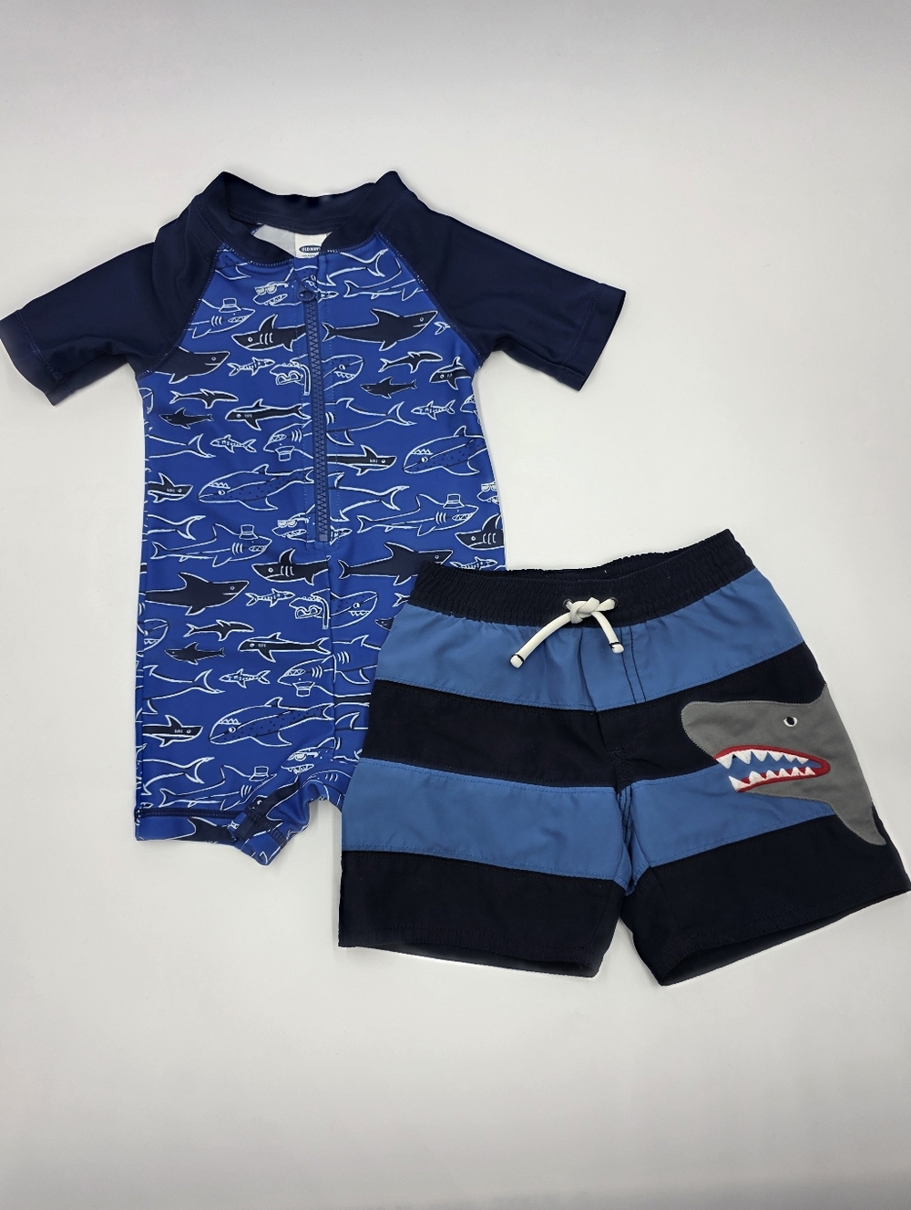 Kids Blue Shark Rashguard Swimsuit Set